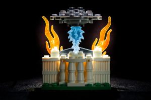 Ufo sprengt Weißes Haus in die Luft. Lego-Modell. 